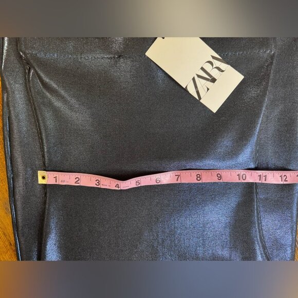 Zara Tube Dress Foil Knit Midi in Metallic Blue-Size Small NWT - Picture 10 of 12